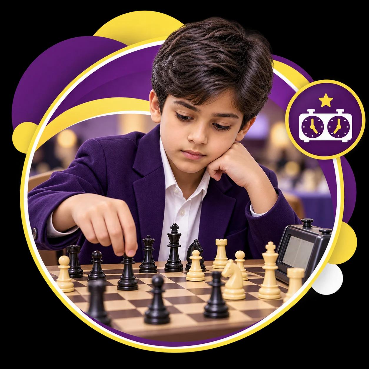 Envision Chess Academy student playing a rated tournament game with a chess clock